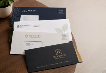 Custom branded envelopes designed for professional business branding and marketing